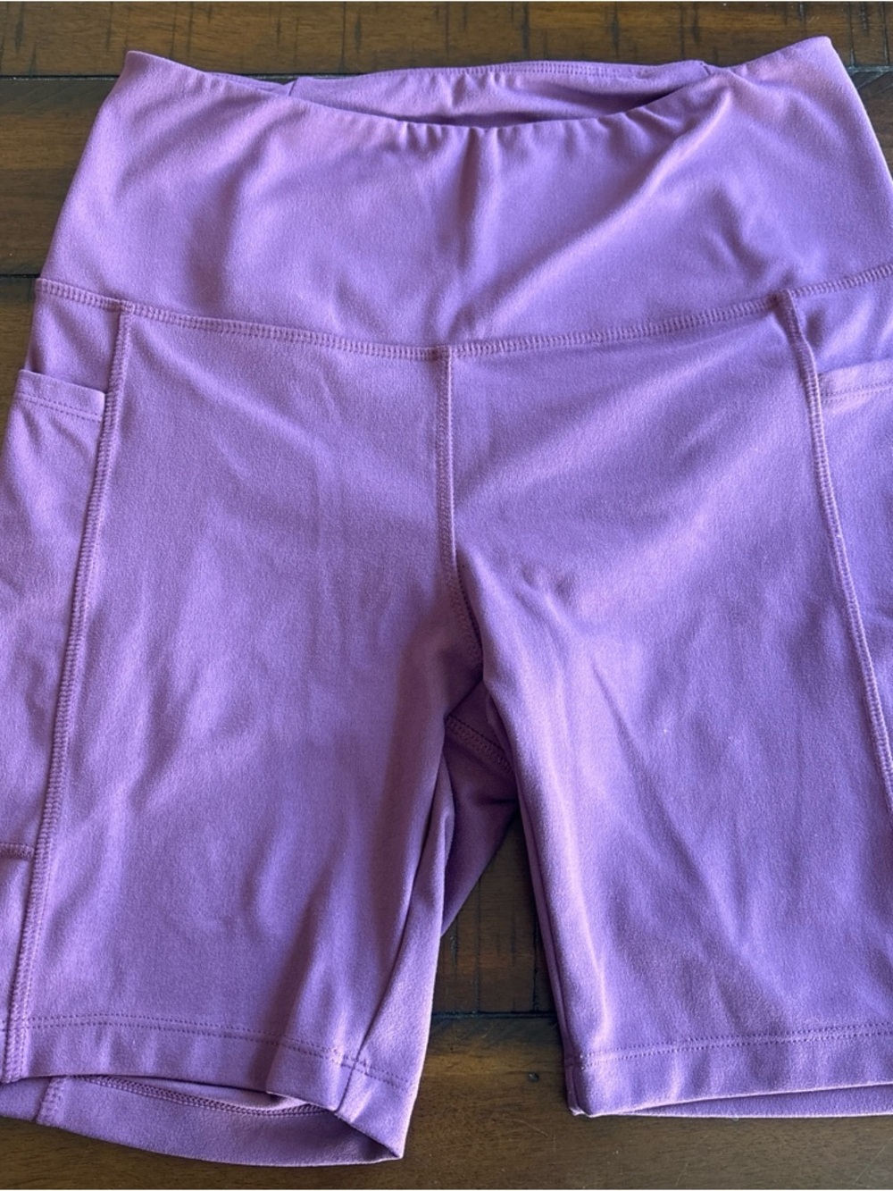 Danskin Lavender High-Waist Bike Shorts with Side Pockets